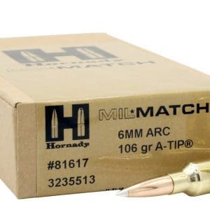Hornady Mil-Match 6mm ARC 106gr A-Tip Match Ammo 20rd.